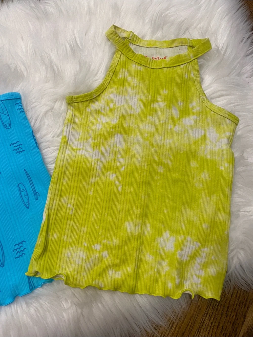 Girls 4/5 Hawaiian 🌺 Floral Racerback Bikini Set w Blue Green tanks